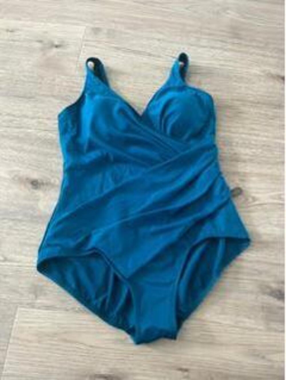 Miraclesuit Oceanus One Piece Swimsuit Womens  Size 16 Teal Blue Ruched Slimming